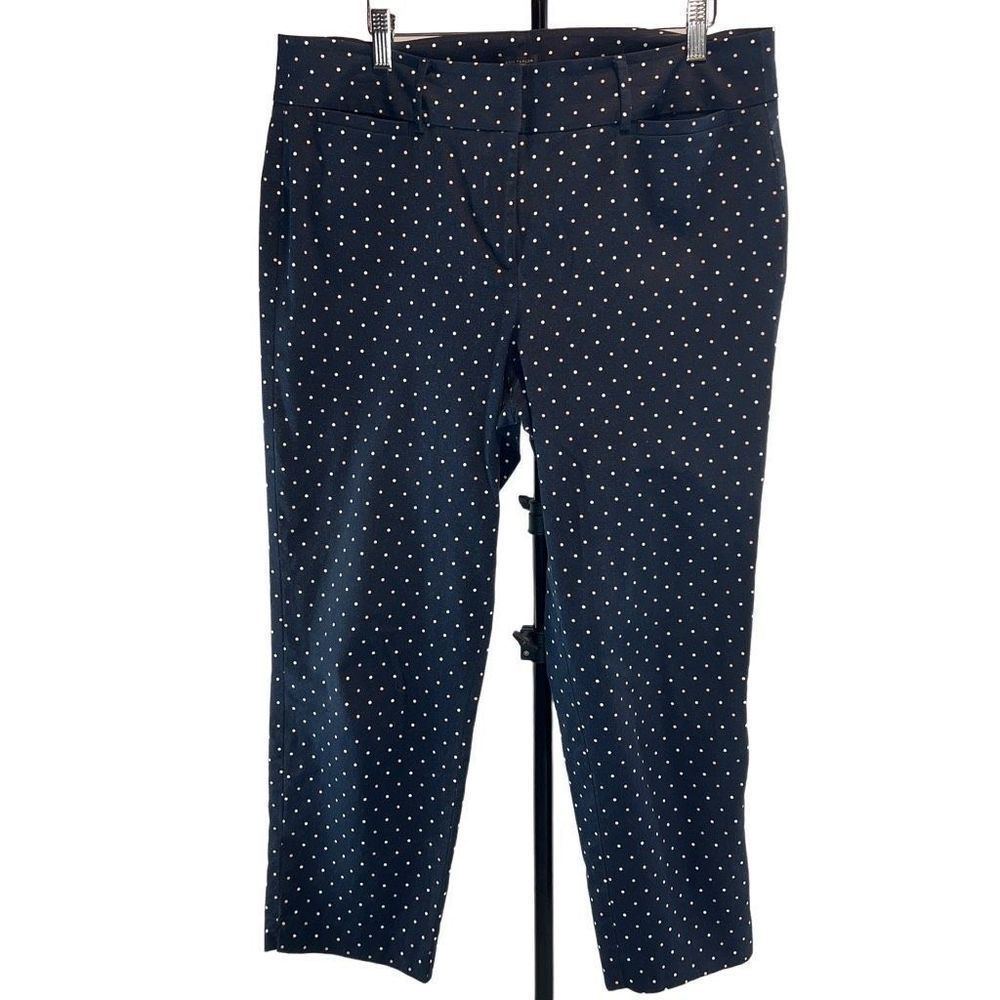 Ann Taylor Factory Navy and White Polka Dot Signature Pants Size 12